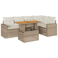 vidaXL Set Divano da Giardino 6 pz con Cuscini Beige in Polyrattan
