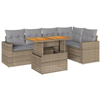 vidaXL Set Divano da Giardino 6 pz con Cuscini Beige in Polyrattan