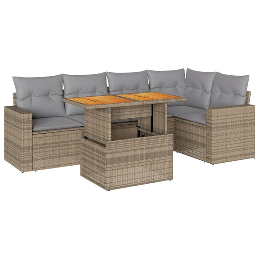 vidaXL Set Divano da Giardino 6 pz con Cuscini Beige in Polyrattan