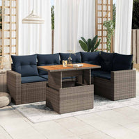 vidaXL Set Divano da Giardino 6 pz con Cuscini Grigio in Polyrattan