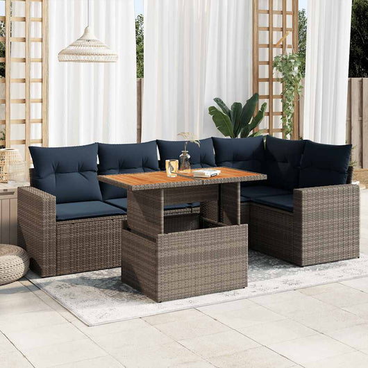 vidaXL Set Divano da Giardino 6 pz con Cuscini Grigio in Polyrattan