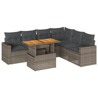 vidaXL Set Divani da Giardino 7 pz con Cuscini Grigio in Polyrattan
