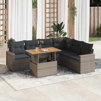 vidaXL Set Divani da Giardino 7 pz con Cuscini Grigio in Polyrattan