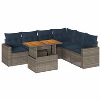 Set Divani da Giardino 7 pz con Cuscini Grigio in Polyrattan
