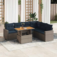 Set Divani da Giardino 7 pz con Cuscini Grigio in Polyrattan