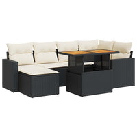 Set Divani da Giardino con Cuscini 7pz Nero Polyrattan 3327059