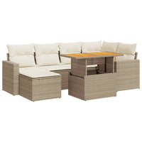 vidaXL Set Divani da Giardino 7 pz con Cuscini Beige in Polyrattan
