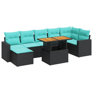 Set Divani da Giardino con Cuscini 8 pz Nero in Polyrattan 3327067