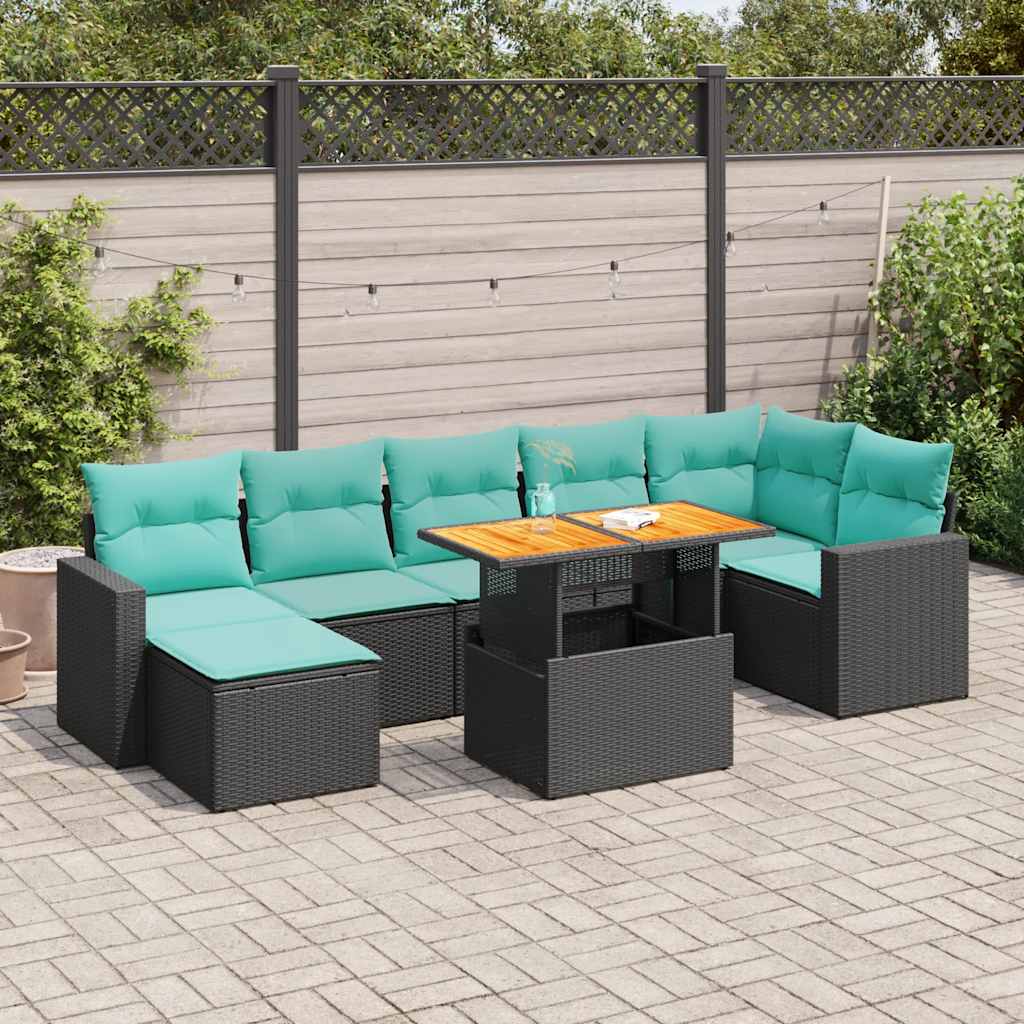 Set Divani da Giardino con Cuscini 8 pz Nero in Polyrattan 3327067