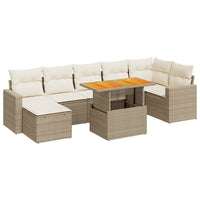vidaXL Set Divano da Giardino 8 pz con Cuscini Beige in Polyrattan