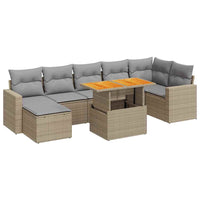 vidaXL Set Divano da Giardino 8 pz con Cuscini Beige in Polyrattan