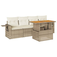 Set Divano da Giardino 5 pz con Cuscini Beige in Polyrattan 3327096