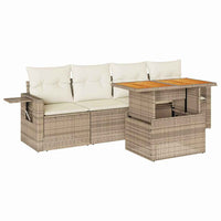 vidaXL Set Divano da Giardino 5 pz con Cuscini Beige in Polyrattan