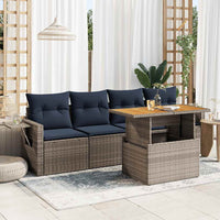 Set Divano da Giardino 5 pz con Cuscini Grigio in Polyrattan