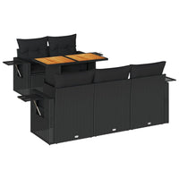Set Divano da Giardino 6 pz con Cuscini Nero in Polyrattan 3327100
