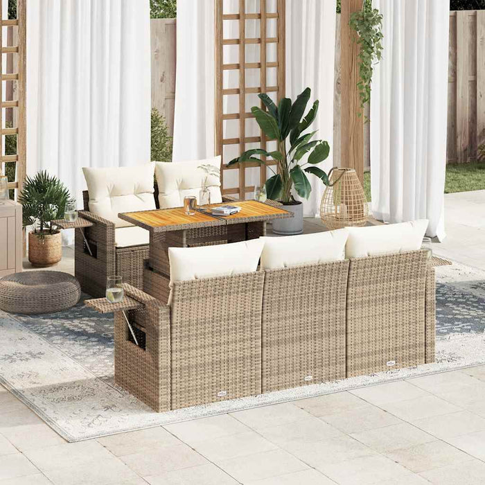 Set Divano da Giardino 6 pz con Cuscini Beige in Polyrattan 3327103