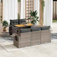 vidaXL Set Divano da Giardino 6 pz con Cuscini Grigio in Polyrattan