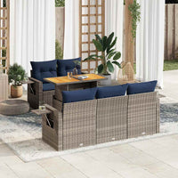 vidaXL Set Divano da Giardino 6 pz con Cuscini Grigio in Polyrattan