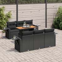 vidaXL Set Divani da Giardino con Cuscini 7pz Nero Polyrattan