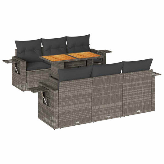 vidaXL Set Divani da Giardino 7 pz con Cuscini Grigio in Polyrattan
