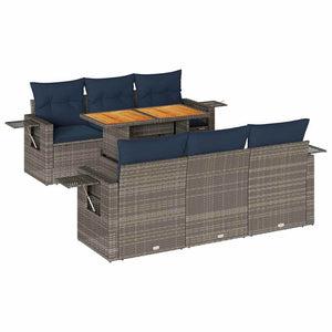 vidaXL Set Divani da Giardino 7 pz con Cuscini Grigio in Polyrattan