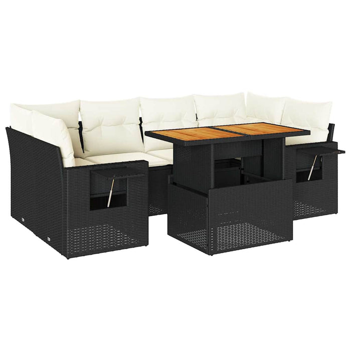 Set Divani da Giardino con Cuscini 7pz Nero Polyrattan 3327115