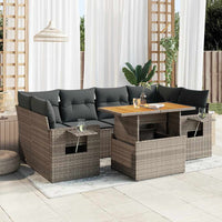 vidaXL Set Divani da Giardino 7 pz con Cuscini Grigio in Polyrattan