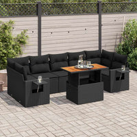 Set Divani da Giardino con Cuscini 8 pz Nero in Polyrattan