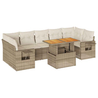 vidaXL Set Divano da Giardino 8 pz con Cuscini Beige in Polyrattan