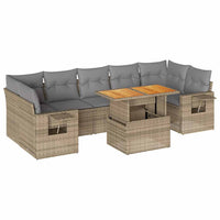 vidaXL Set Divano da Giardino 8 pz con Cuscini Beige in Polyrattan