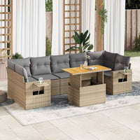 vidaXL Set Divano da Giardino 8 pz con Cuscini Beige in Polyrattan