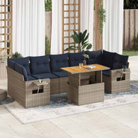 vidaXL Set Divano da Giardino 8 pz con Cuscini Grigio in Polyrattan