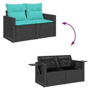 Set Divani da Giardino 9 pz con Cuscini Nero in Polyrattan 3327130
