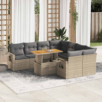 vidaXL Set Divano da Giardino 9 pz con Cuscini Beige in Polyrattan
