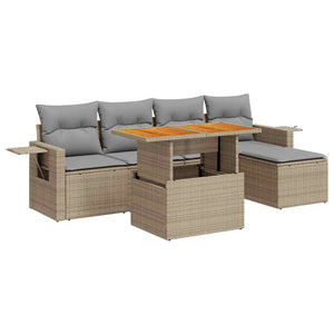 vidaXL Set Divano da Giardino 6 pz con Cuscini Beige in Polyrattan