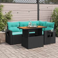 Set Divani da Giardino 5 pz con Cuscini in Polyrattan Nero 3327144