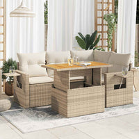 vidaXL Set Divano da Giardino 5 pz con Cuscini Beige in Polyrattan