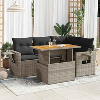 vidaXL Set Divano da Giardino 5 pz con Cuscini Grigio in Polyrattan