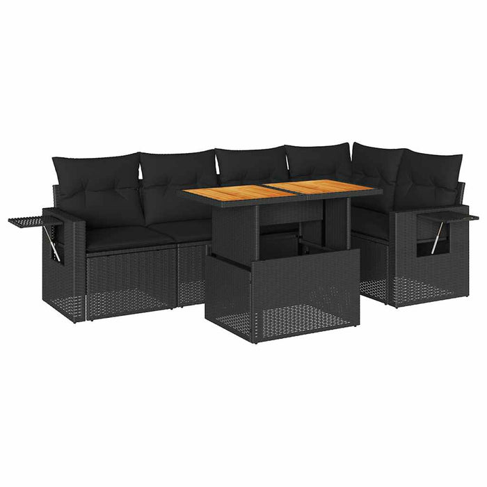 Set Divano da Giardino 6 pz con Cuscini Nero in Polyrattan 3327149