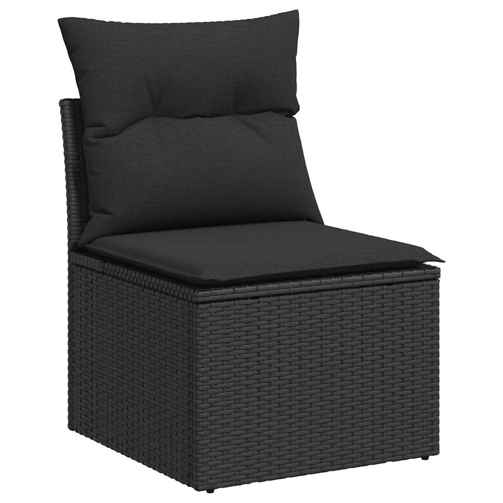 Set Divano da Giardino 6 pz con Cuscini Nero in Polyrattan 3327149