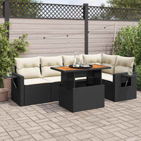vidaXL Set Divano da Giardino 6 pz con Cuscini Nero in Polyrattan