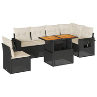 Set Divani da Giardino con Cuscini 7pz Nero Polyrattan