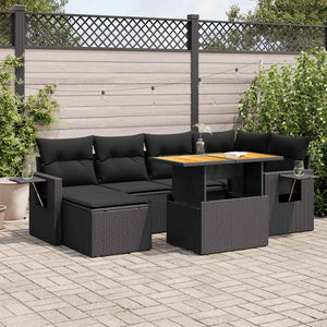 Set Divani da Giardino con Cuscini 7pz Nero Polyrattan 3327170