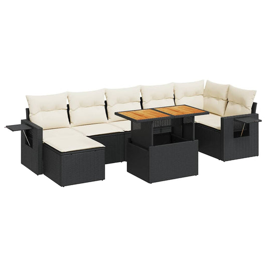 vidaXL Set Divani da Giardino con Cuscini 8 pz Nero in Polyrattan