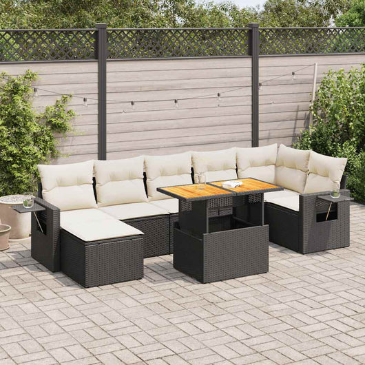 vidaXL Set Divani da Giardino con Cuscini 8 pz Nero in Polyrattan