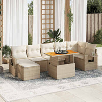 Set Divano da Giardino 8 pz con Cuscini Beige in Polyrattan 3327180