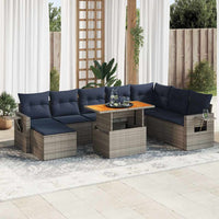 vidaXL Set Divano da Giardino 9 pz con Cuscini Grigio in Polyrattan