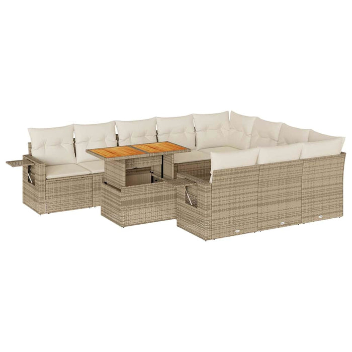 vidaXL Set Divani da Giardino 11 pz con Cuscini Beige in Polyrattan