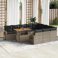 vidaXL Set Divani da Giardino 11 pz con Cuscini in Polyrattan Grigio