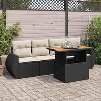 Set Divani da Giardino 5 pz con Cuscini in Polyrattan Nero